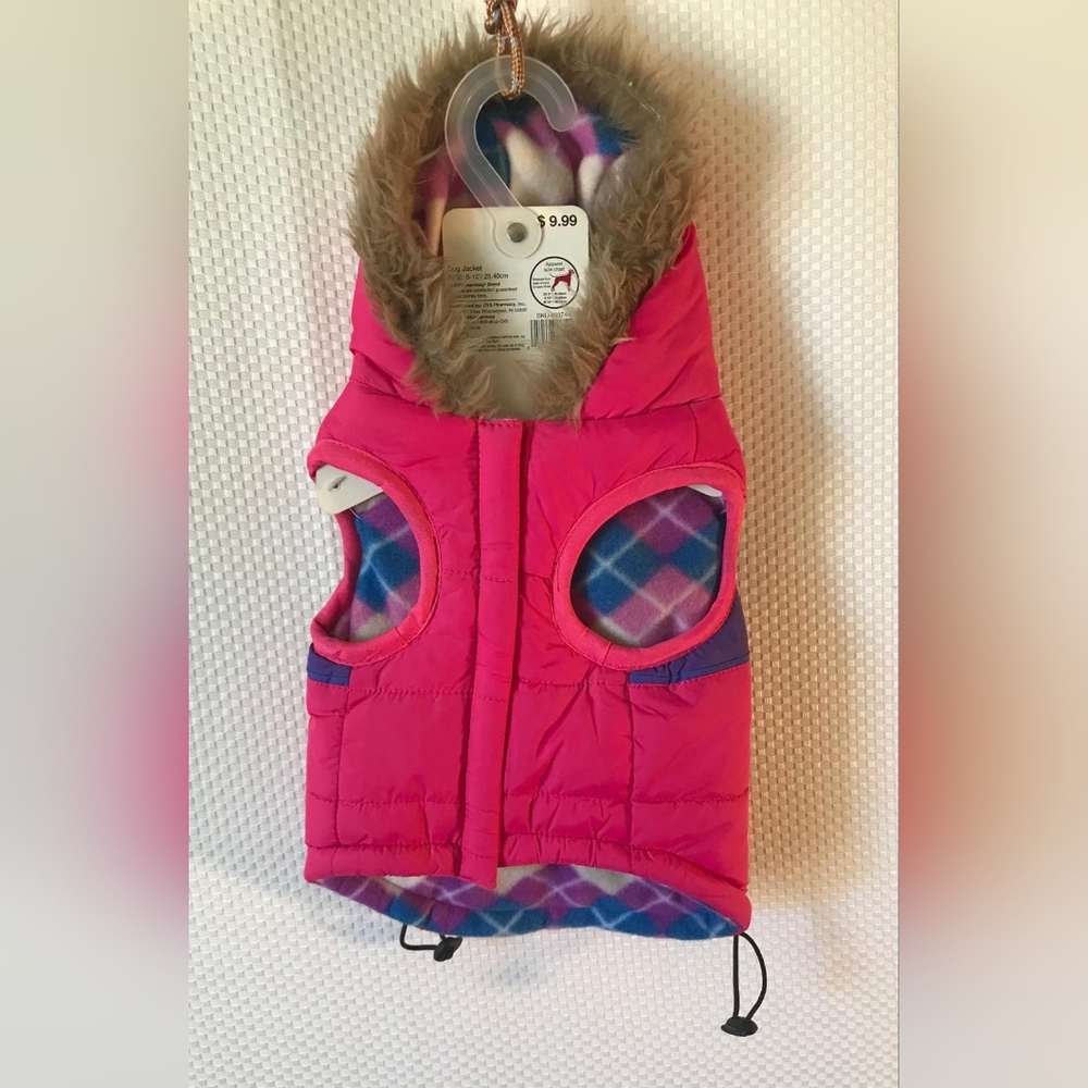 Stylish Pink Dog Vest with Fur Trim